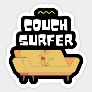 Couch surfer cartoon typography vector art design Sticker